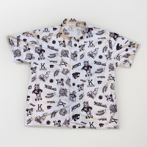 Kansas City Wild Cats All Over Print Button Down Men’s Short Sleeve Cotton Shirt